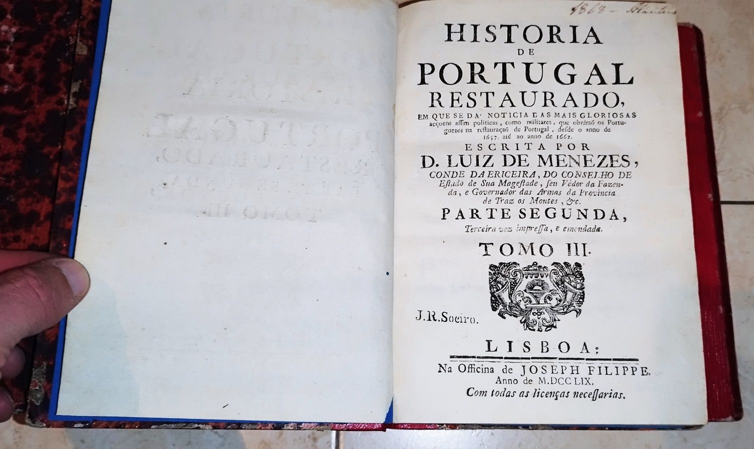 MENEZES. (Dom Luiz de) História de Portugal Restaurado, obra de 1751