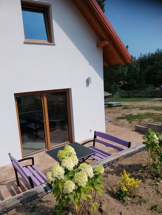 Lawendowy całoroczny komfortowy domek z kominkiem na Kaszubach