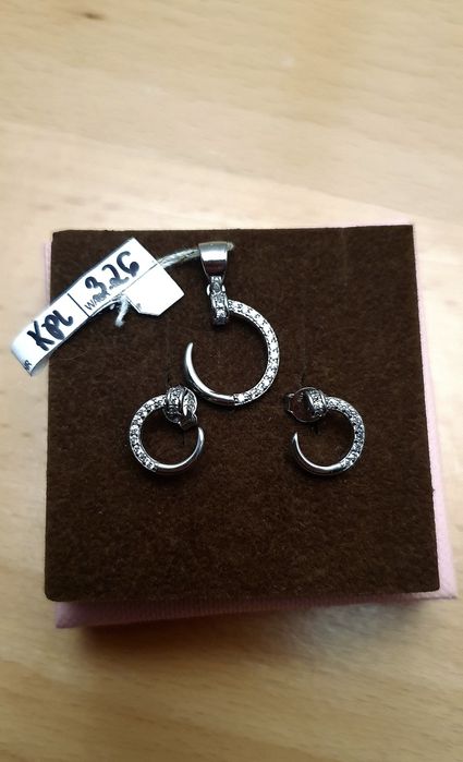 Kolczyki wisiorek srebro komplet