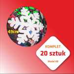 Śnieżynki styropianowe 49 cm. Komplet 20 sztuk. Dekoracje