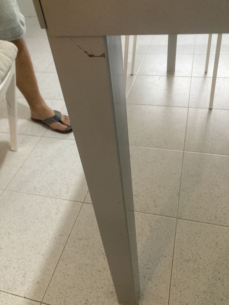 Mesa extensível de vidro pes metalicos
