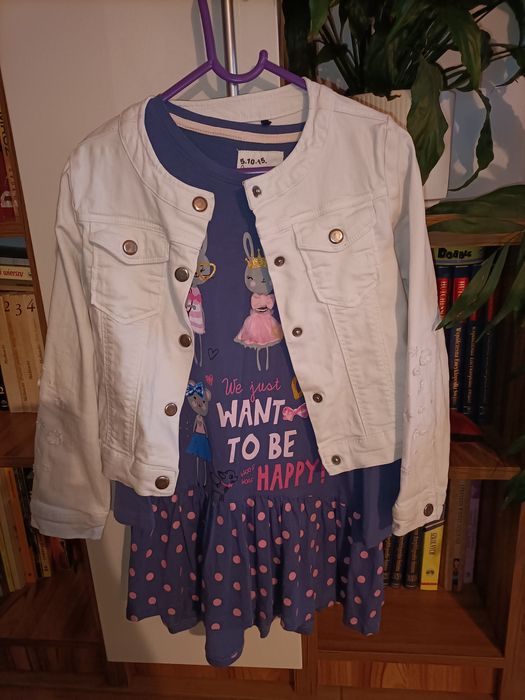Kurtka Biała jeansowa + sukienka 5 10 15
