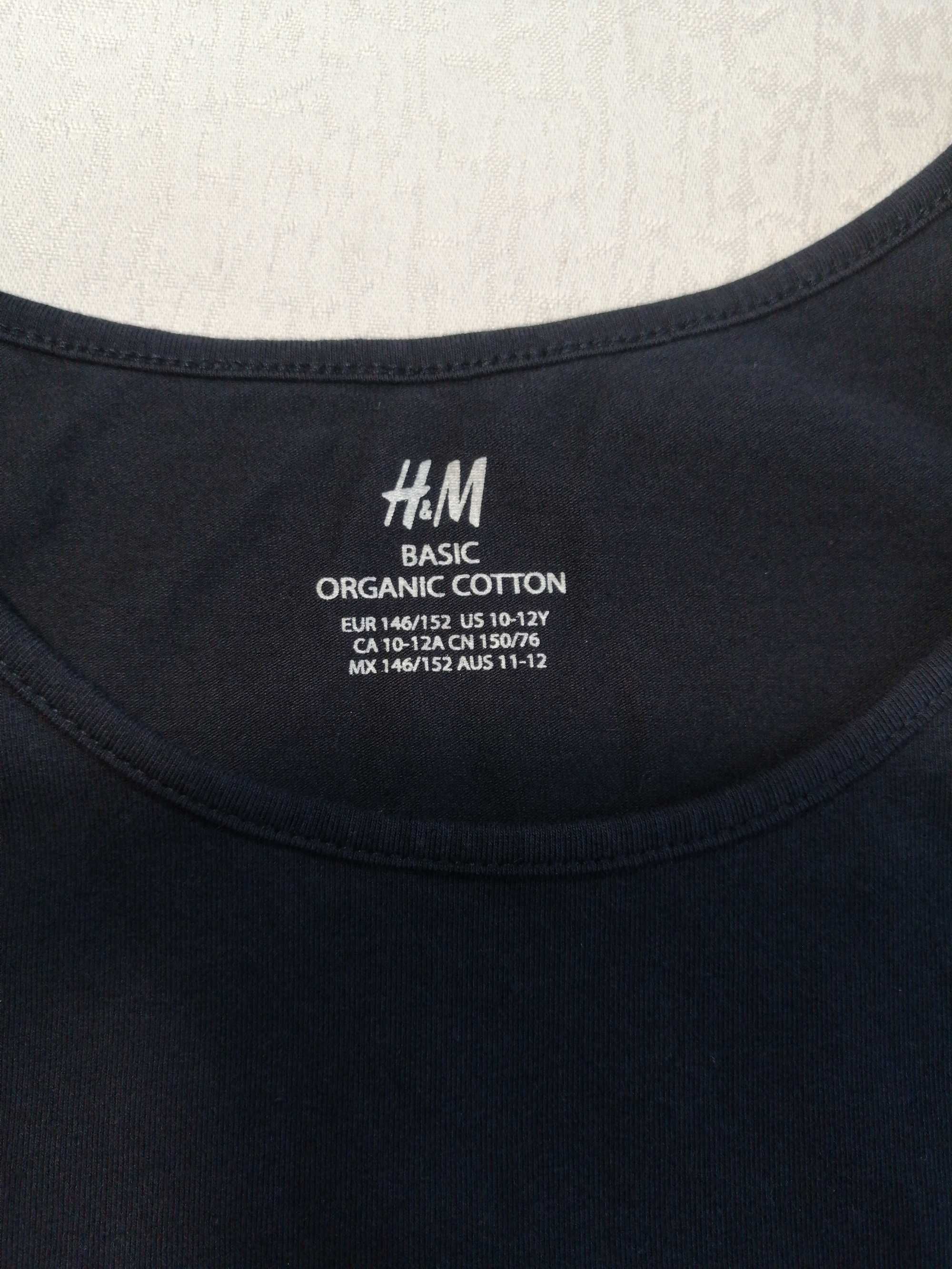 Koszulka, szelki, H&M, dziewczynka, 146/152, granatowa