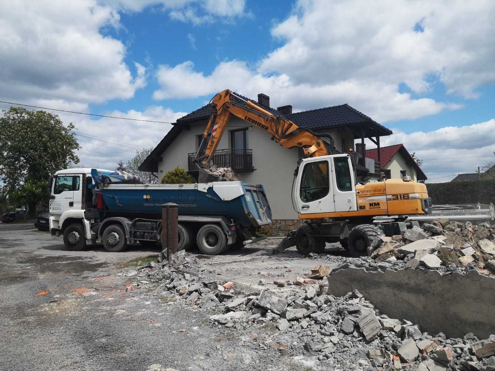 Wypożyczalnia, koparka, roboty ziemne, wyburzenia