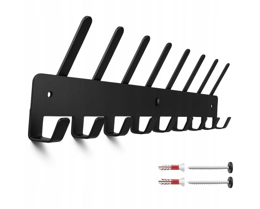 Wieszak Ścienny Łazienkowy Uchwyt na Ubrania Ręczniki Klucze 9 Haków