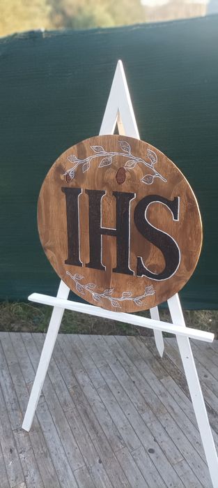 Koło IHS średnia 71 cm ozdoba komunijna ze sztalugą , Pierwsza Komunia