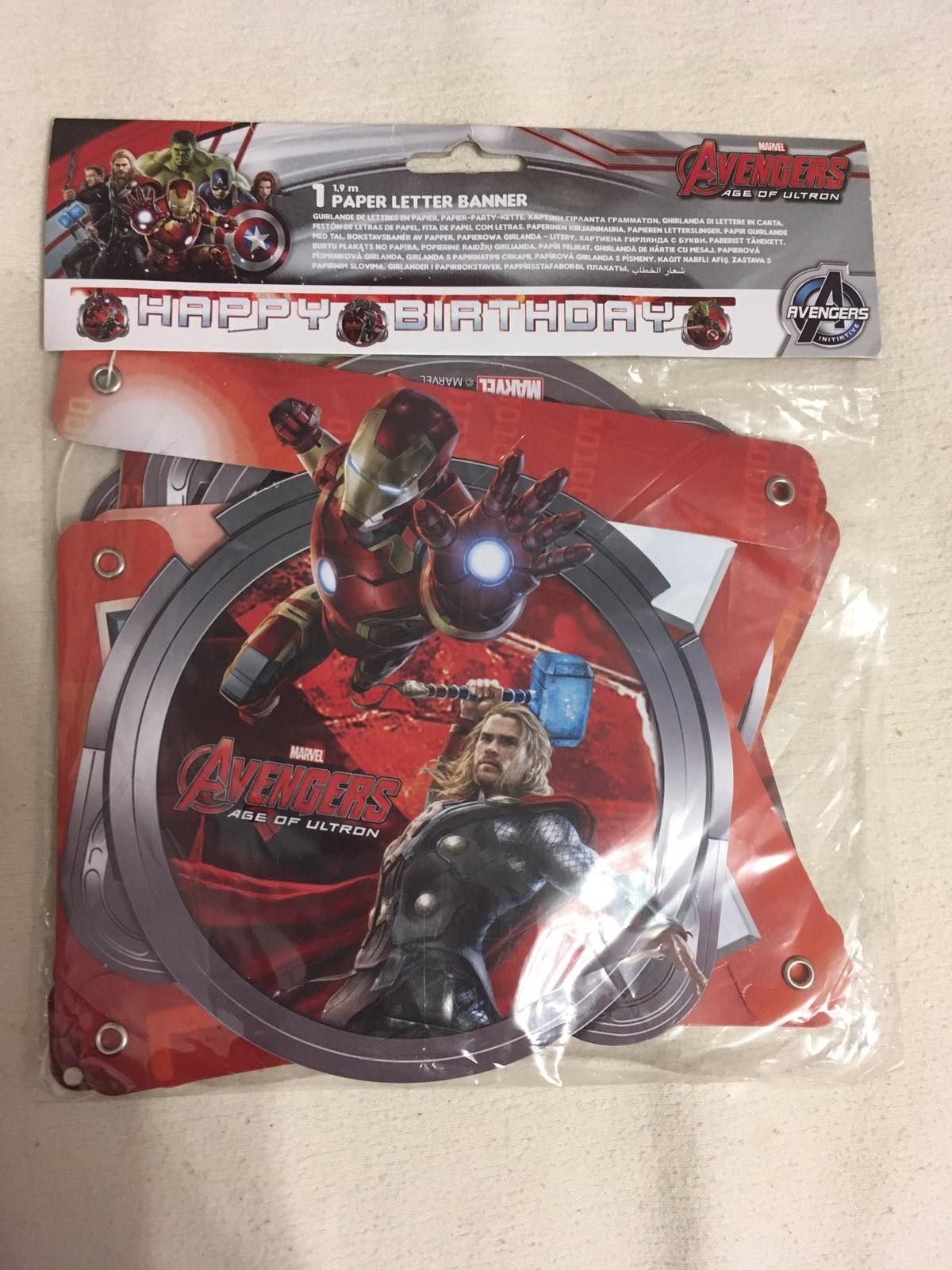 Гирлянда растяжка надпись с днём рождения новая Avengers marvel