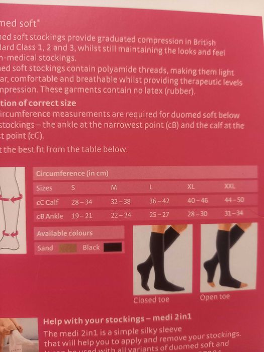 Podkolanowki przeciwzylakowe. 2 klasa ucisku. Czarne.