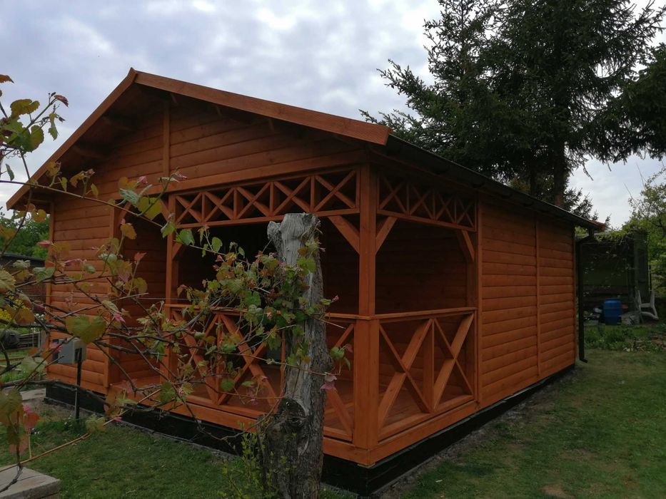 domek drewniany, ogrodowy, letniskowy do 35m2, parterowy, kryty gontem