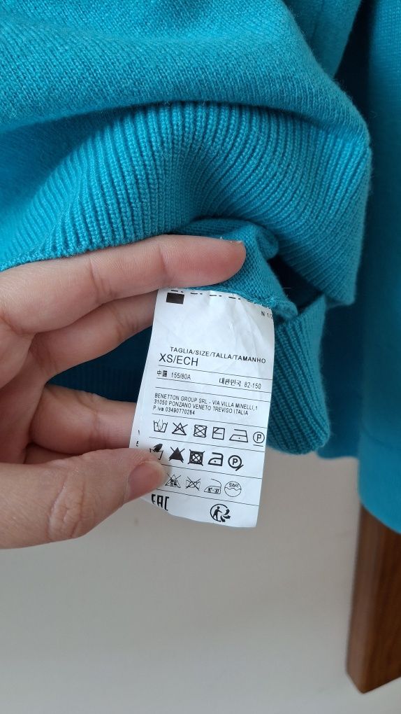 Camisola nova lã e caxemira de gola alta XS ou S Benetton