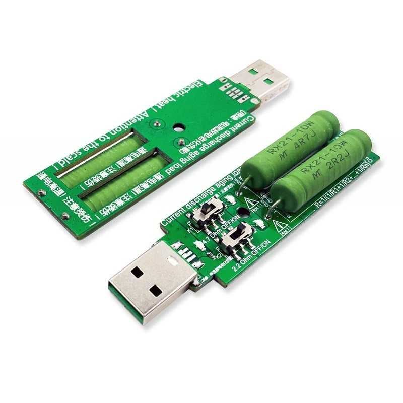 Resistencia de descarga USB para teste baterias com switch - 1A e 2A