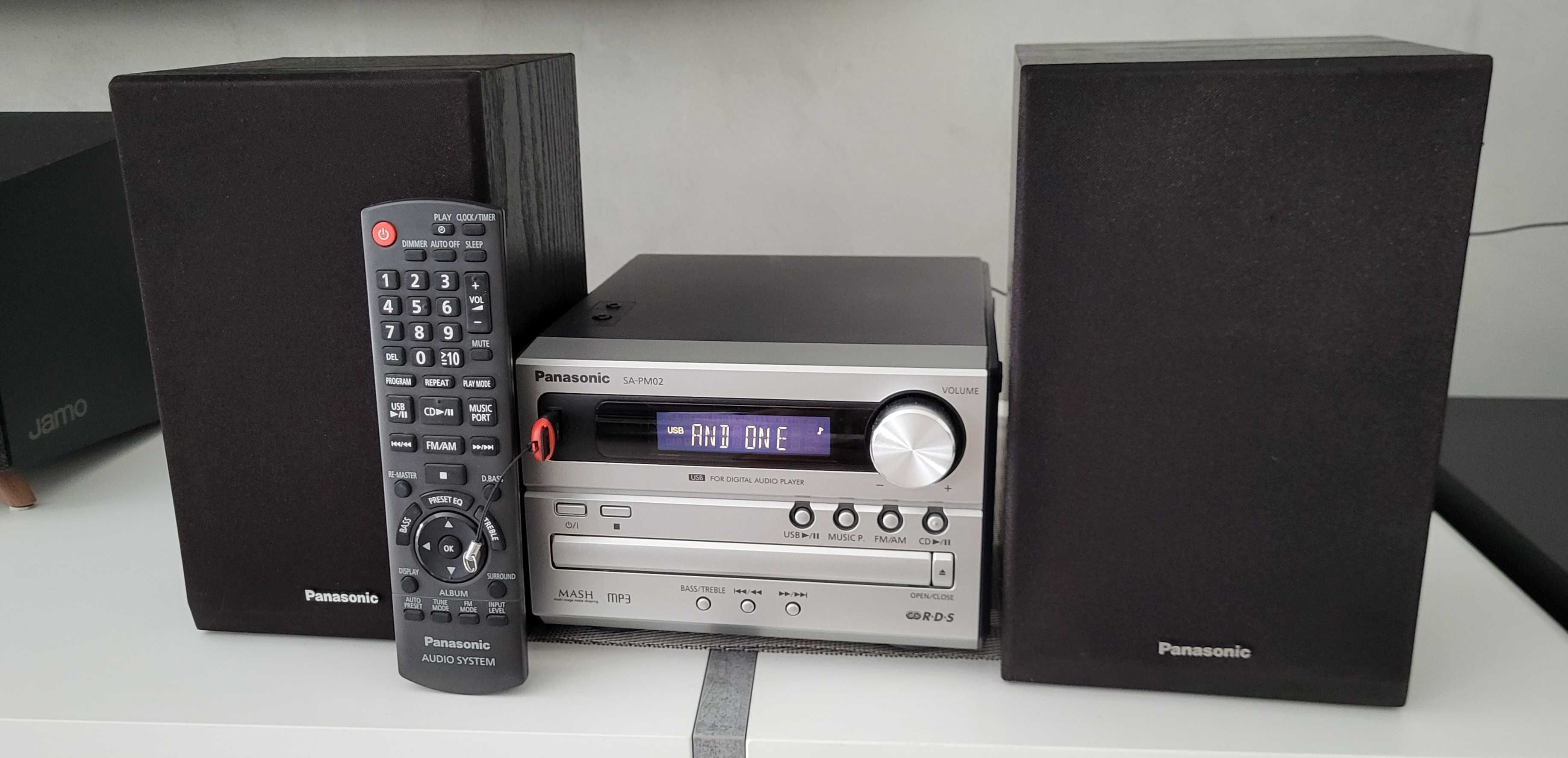 PANASONIC mikrowieża FM RDS, CD, mp3, USB - głośniki i pilot - komplet