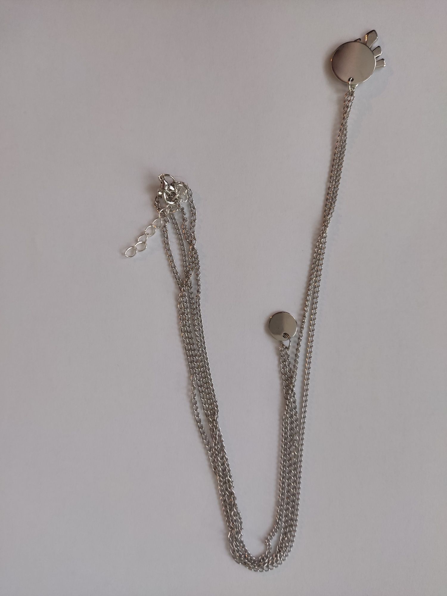 Nowy srebrny długi naszyjnik podwójny biżuteria akcesoria zawieszka