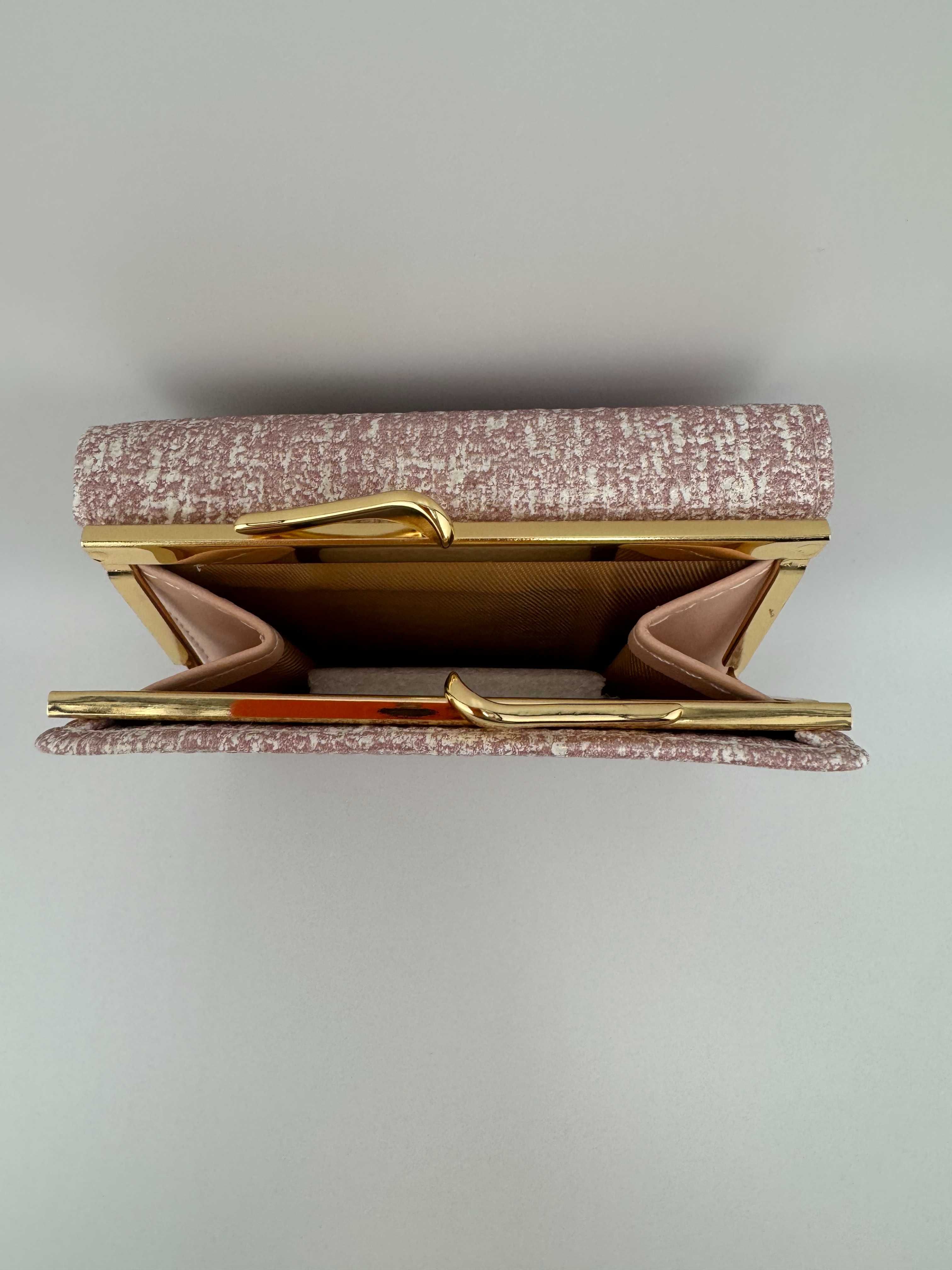 Portfel damski różowy, pudrowy 11x9x3,5cm