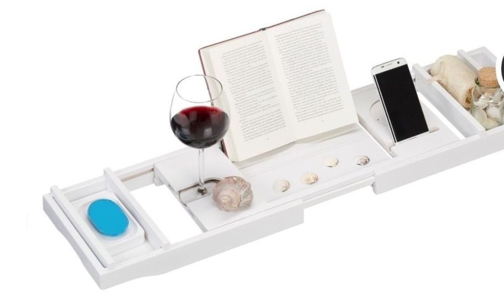 Taca rozsuwana bambusowa Biała