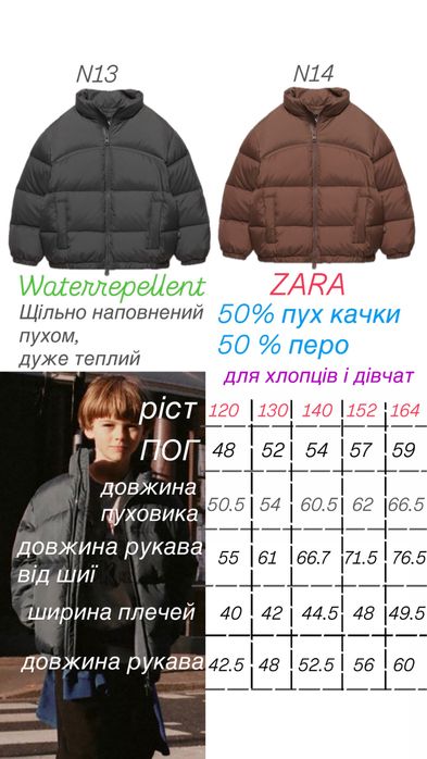 ZARA дитячий  оверсайз пуховик пуфер куртка 120 130 152 164