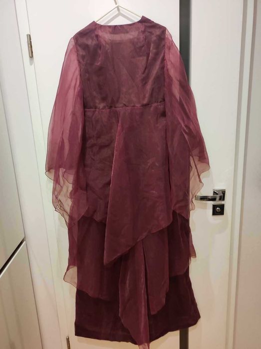 Fioletowa tiulowa sukienka długa karnawał Halloween S/M