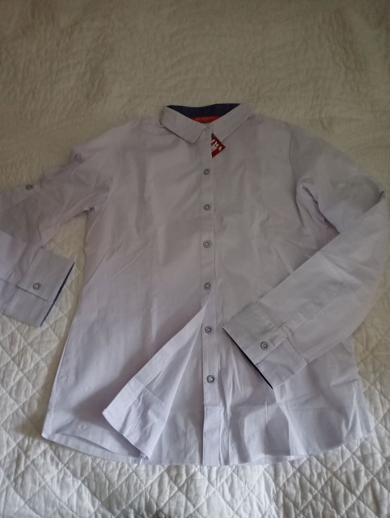 Biała koszula chłopięca XL, długi rękaw