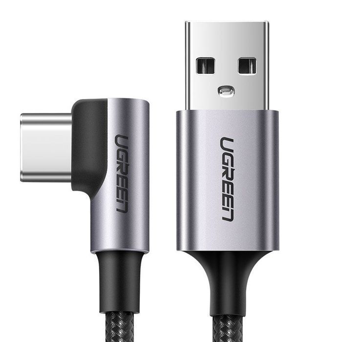 Ugreen Kątowy Kabel Przewód Usb - Usb Typ C 1M 3A Szary (50941)