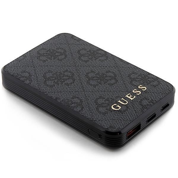 Powerbank Guess 15W 5000mAh 4G Leather Metal Logo Black