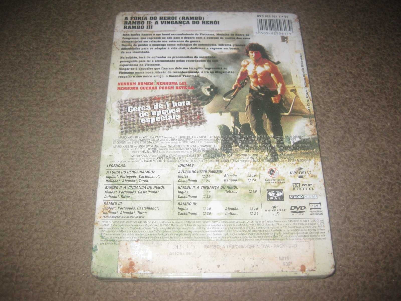 Trilogia em DVD "Rambo" C/Sylvester Stallone/Edição Especial Steelbook