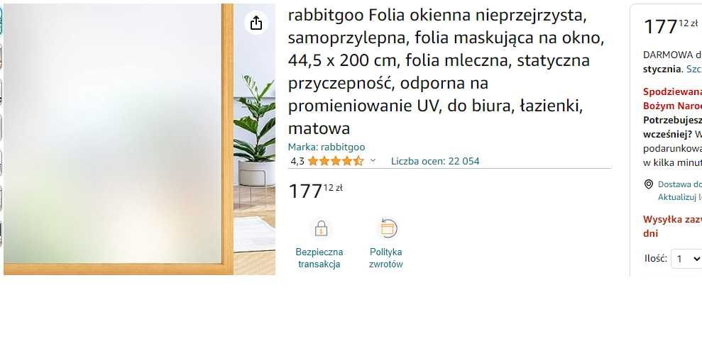 Rabbitgoo -folia okienna, szroniona 44,5x400cm