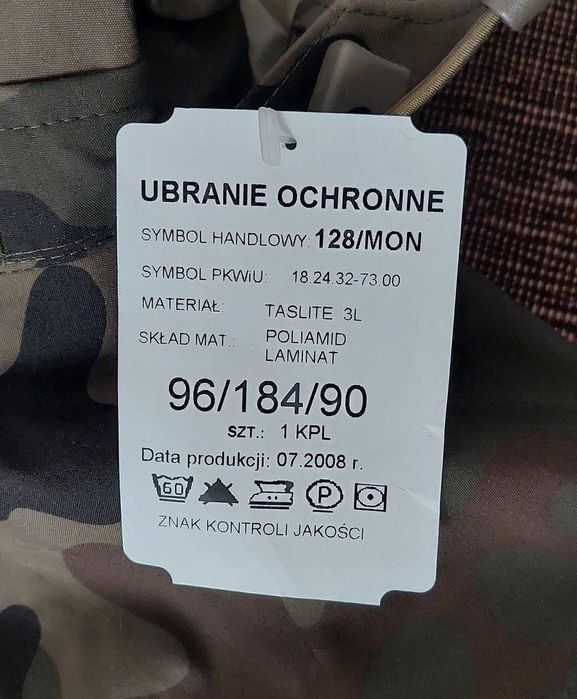 Ubranie przeciwdeszczowe z wpinanym grubym polarem wzrost 184