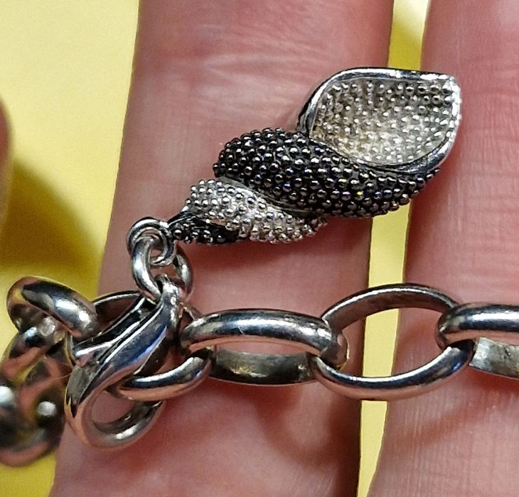 Bransoletka Yes srebrna 925 z charmsami apart w. Kruk i yes cyrkonie