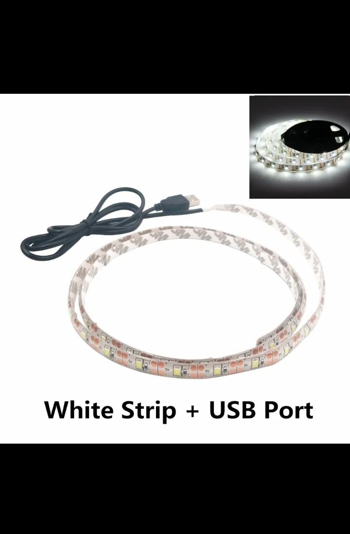 Светодиодна LED лента 5 метрів біла 5 v USB з переключателем