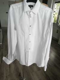 Xxl Taylor & Wright biała koszula męska długi rękaw do spinek ślubna f