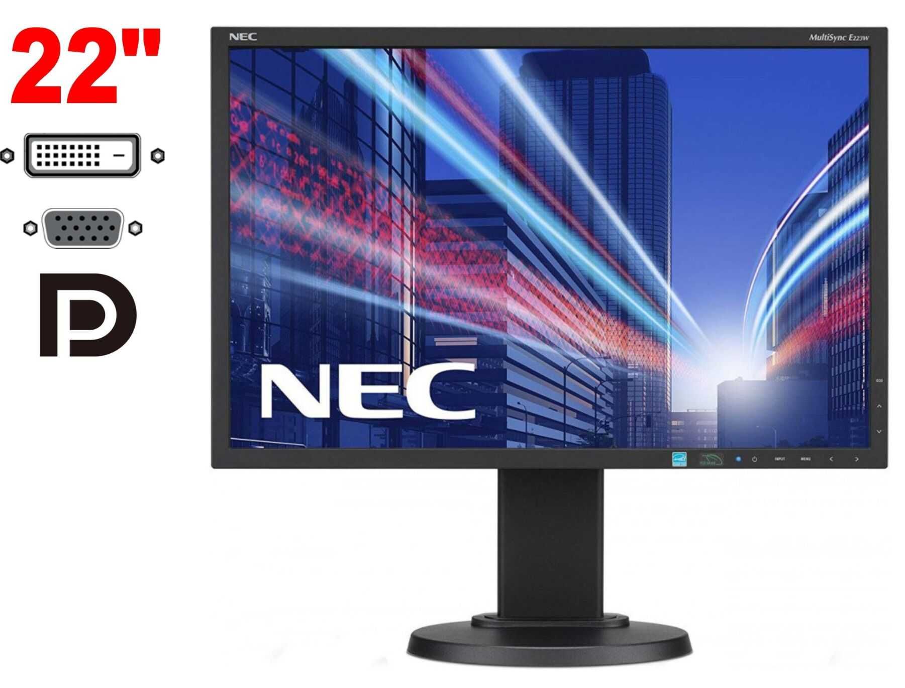 Монитор NEC MultiSync EA221WMe / 22" TN / VGA, DVI, USB колонки 2x 1W