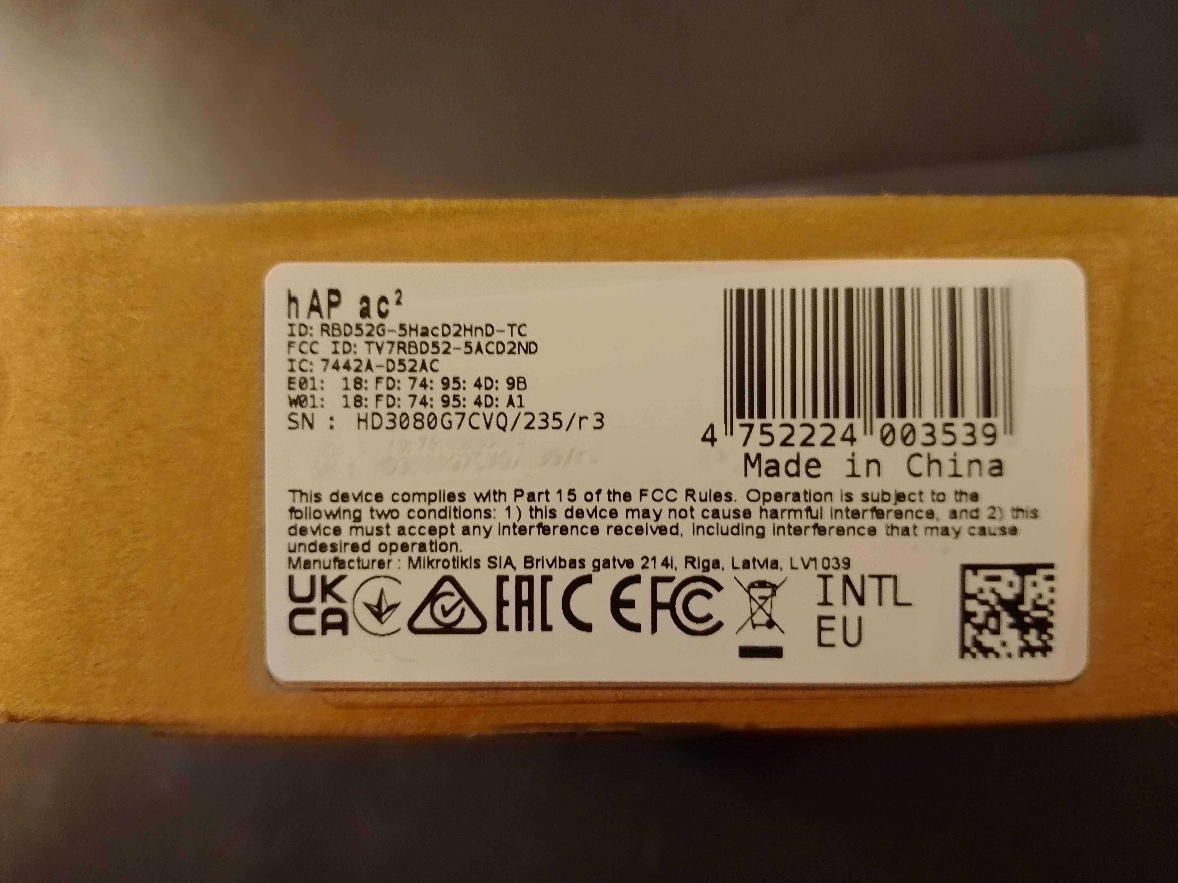 Mikrotik hAP ac² RBD52G-5HacD2HnD-TC 5x1Gbits WiFi 500 мВт +USB 4G|LTE