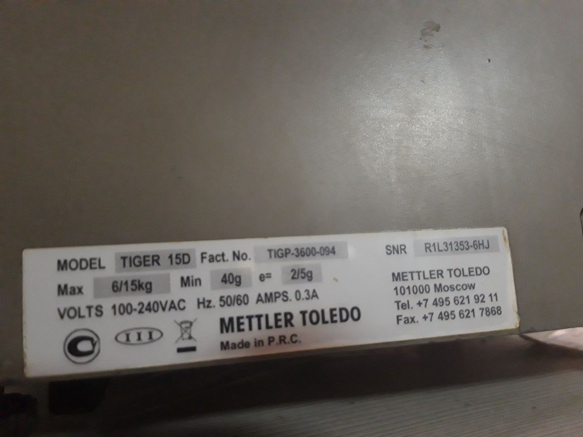Ваги з друком етикетки Mettler Toledo Tiger 15D