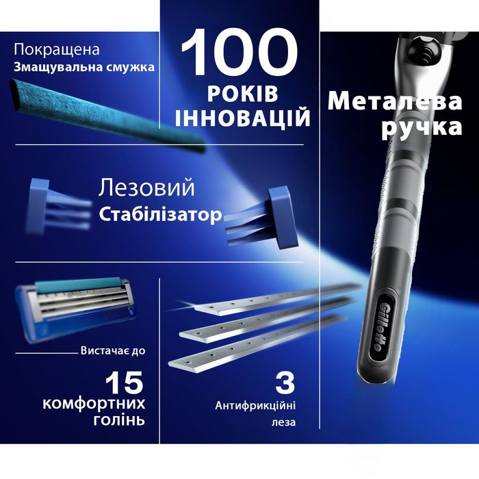 Подарунковий набір Gillette Mach3 Turbo (станок, 6 лез , гель 200 мл)