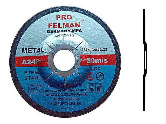 Tarcza tarcze do szlifowania stali metalu FELMAN PRO 125x6