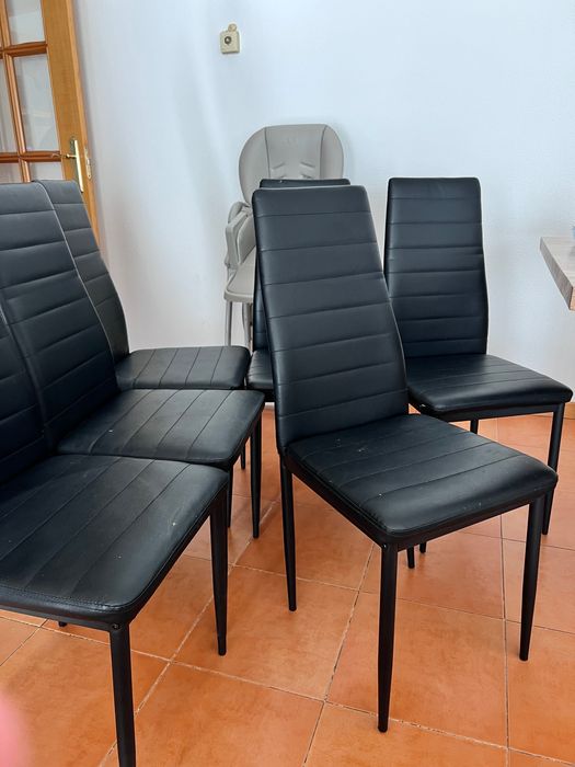 6 x Cadeira de Jantar em Couro e Aço Tiggy