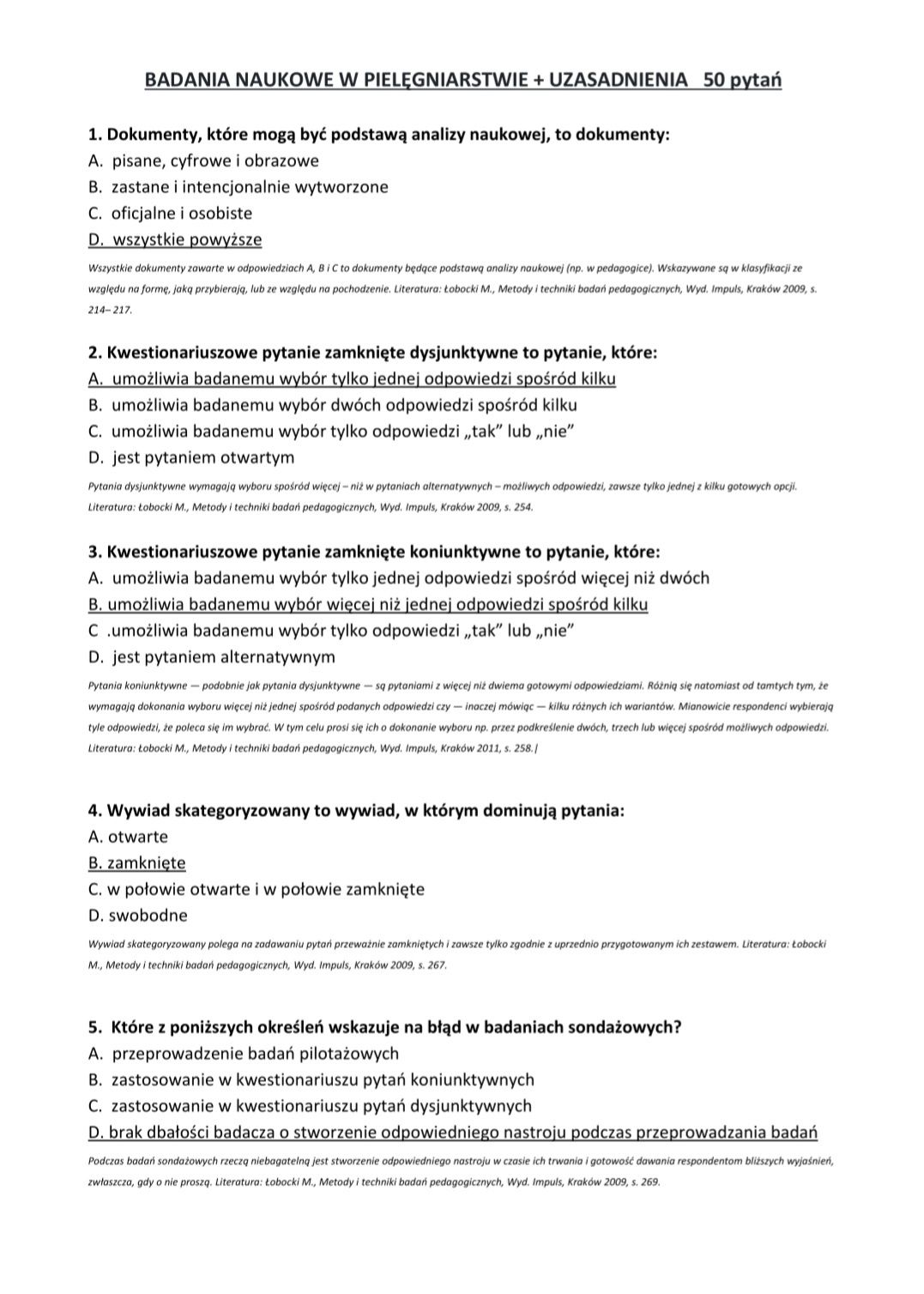 Materiały do egzaminu ze specjalizacji - pielęgniarstwo internistyczne