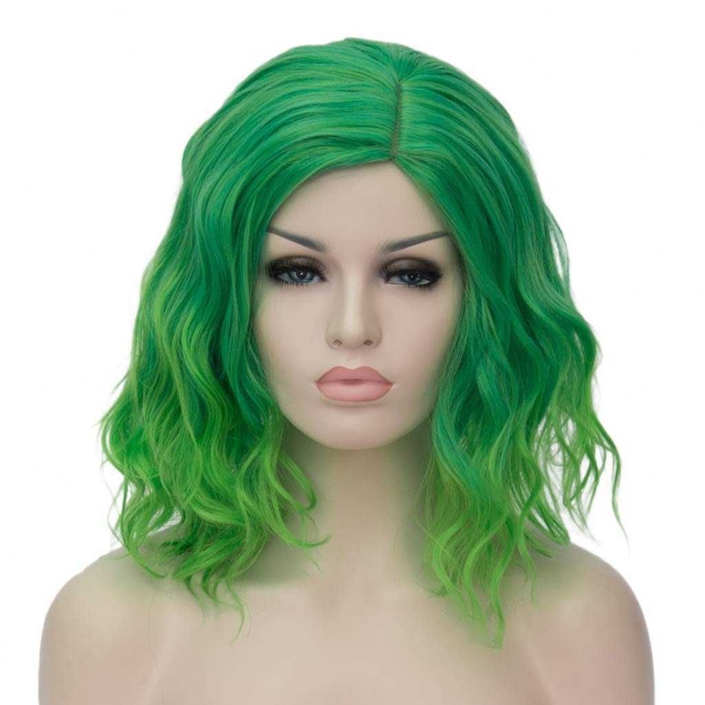 ATAYOU Zielona peruka włosy kręcone ombre