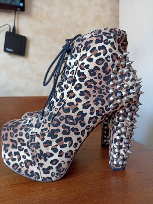 Весільні леопардові ботильйони на масивній платформі підборах 41р/27см