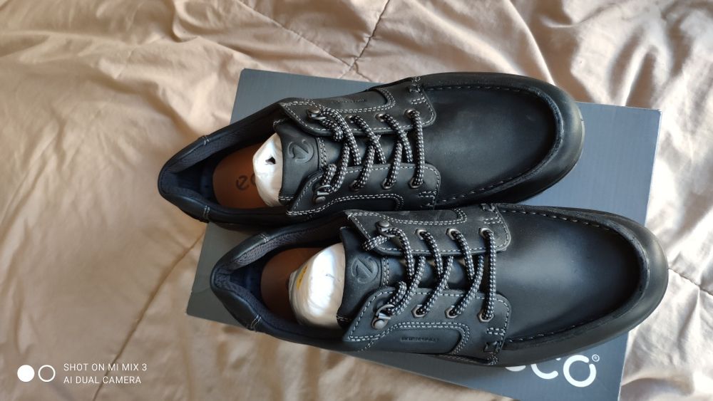 Ecco Rugged Truck wodoodporne czarne skórzane buty rozm 43