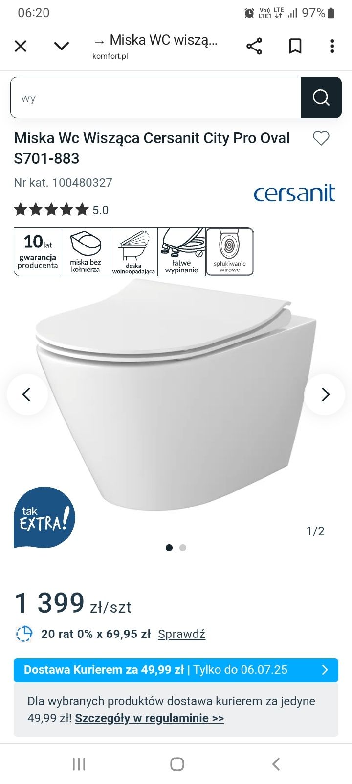 Nowa Miska City oval Pro+deska Cersanit