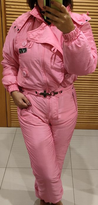 Różowy kombinezon narciarski S M retro vintage