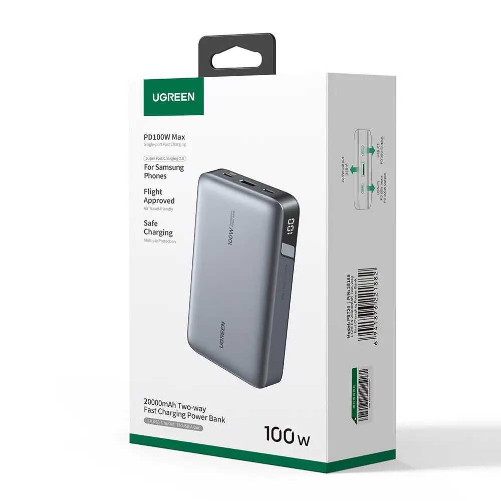 Повербанк UGREEN PB720 20000 mAh 100W для ноутбука та девайсів