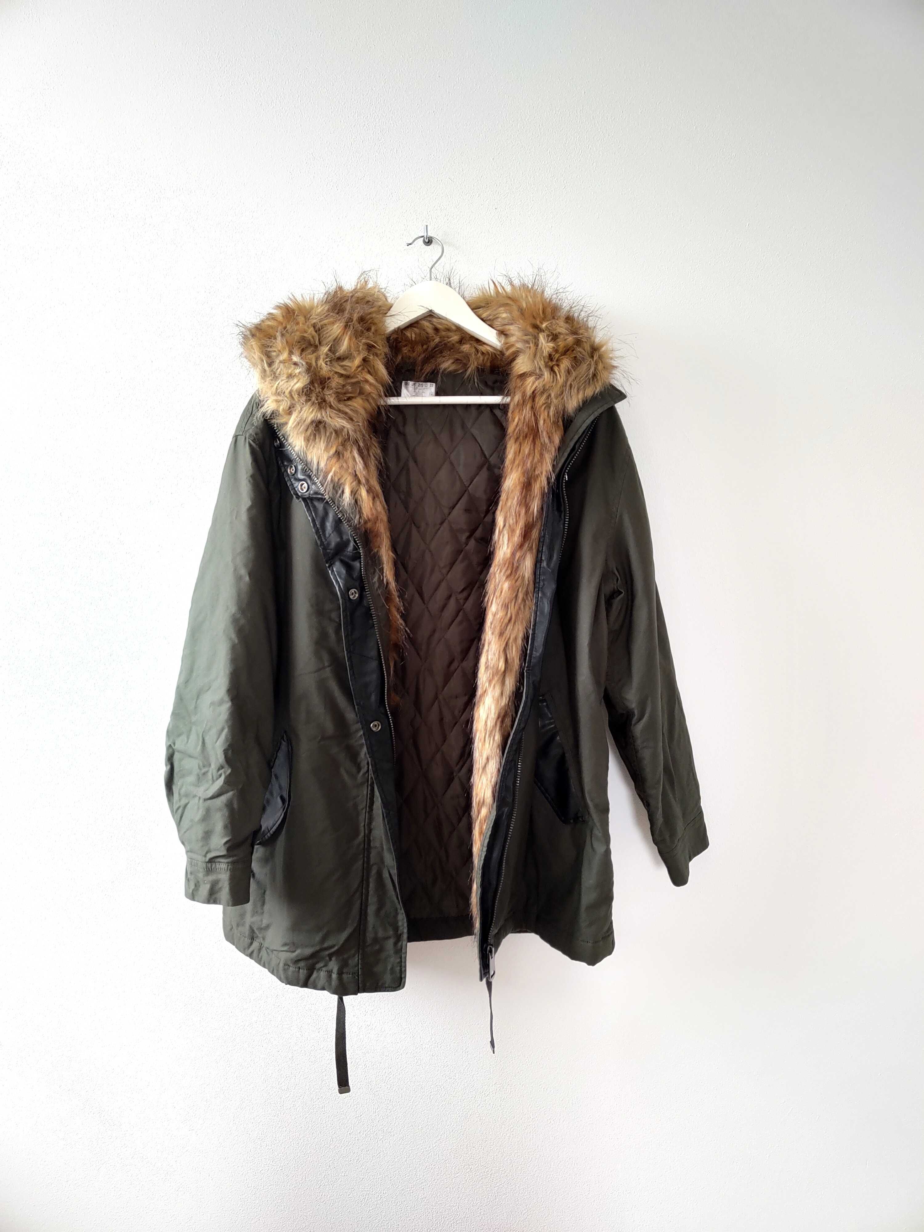 TopShop Parka Kurtka Futro 36 38 Vintage