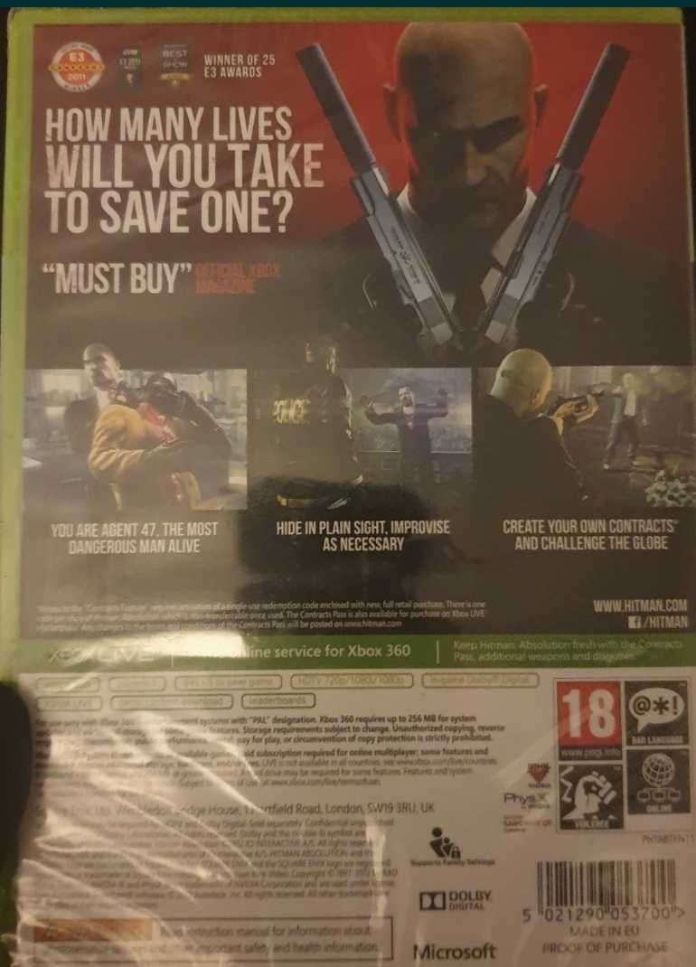 Gry xbox 360 NOWE Folia dla kolekcjonera hitman Dragon age 4  nowe gry