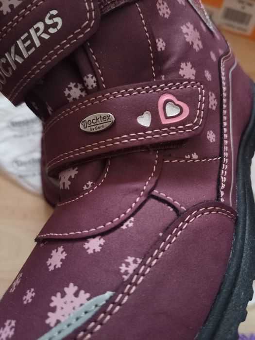 Zimowe buty ocieplane dockers 34 wkładka 22,4 cm fioletowo różowe z fu