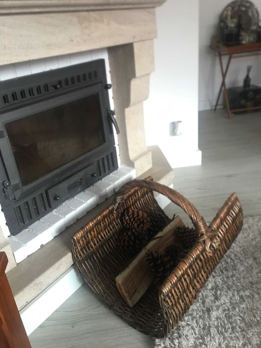 Cesto  grande para lenha em vime