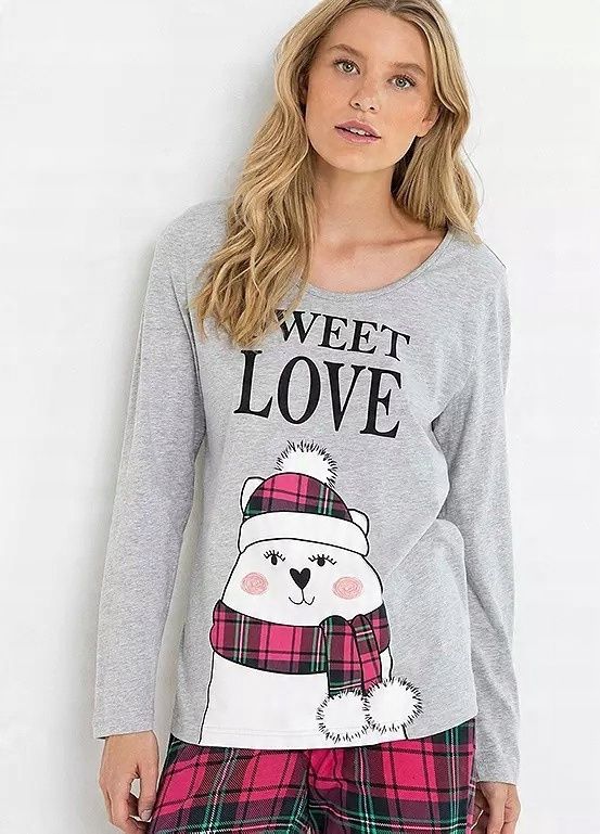 B.P.C piżama damska z nadrukiem Sweet Love długi rękaw ^44/46