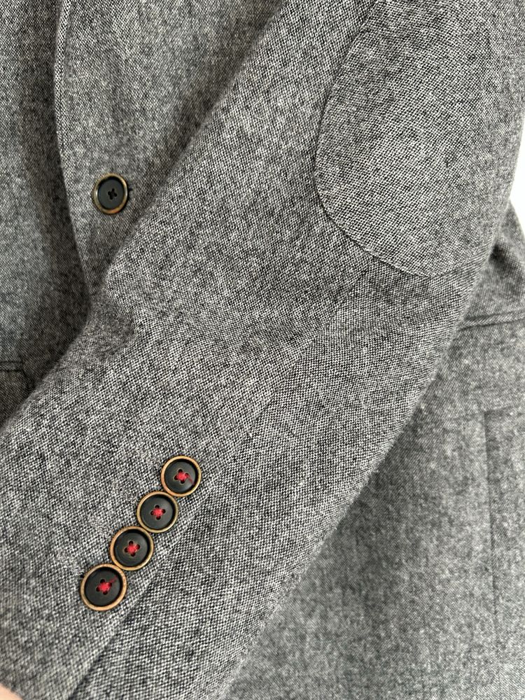 Marynarka wełniana Finshley&Harding London szara melanż wełna slim fit