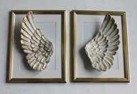 komplet dwóch obrazów skrzydła biało-złoty